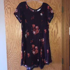 Maroon Urban Outfitters Mini Floral Dress
